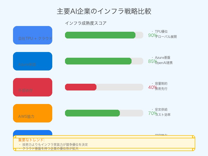 主要AI企業のインフラ戦略比較分析