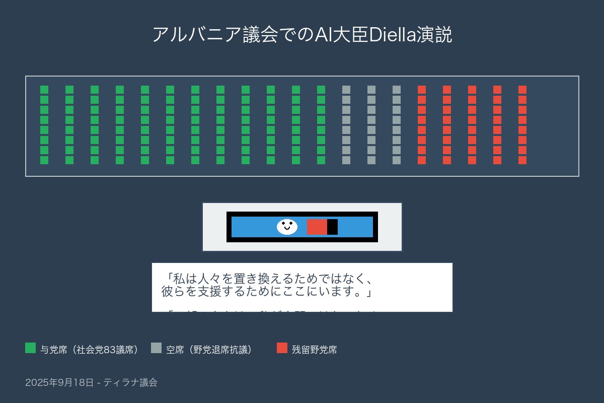 アルバニア議会でのAI大臣Diella演説の歴史的瞬間