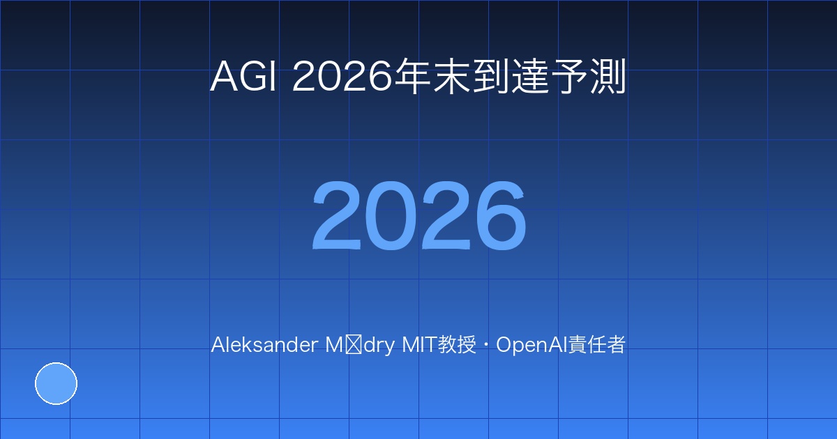 AGI 2026年末到達予測 MIT教授Aleksander Mądry氏インタビュー