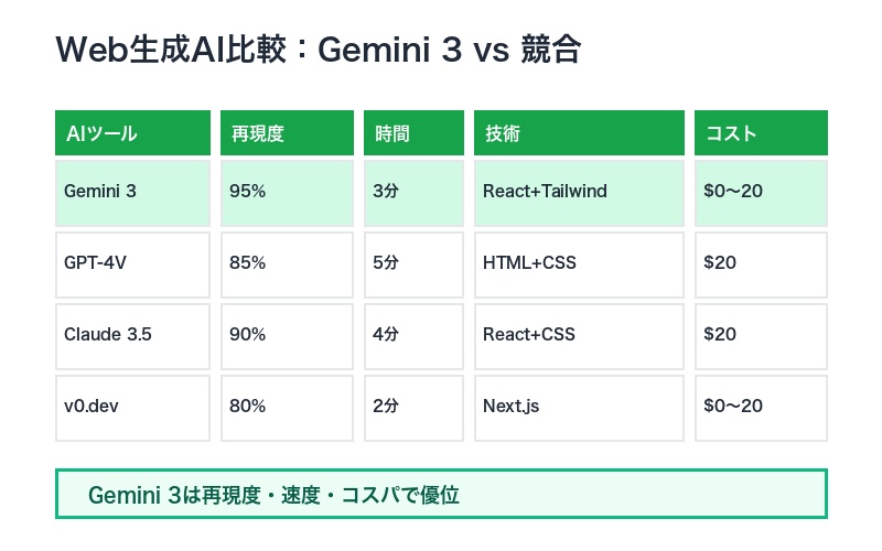 Gemini vs 他AIツール比較