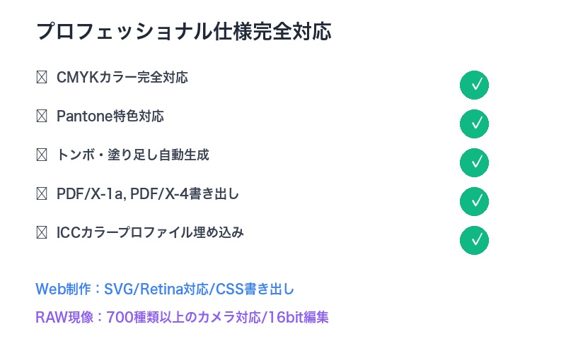 プロフェッショナルワークフロー完全対応