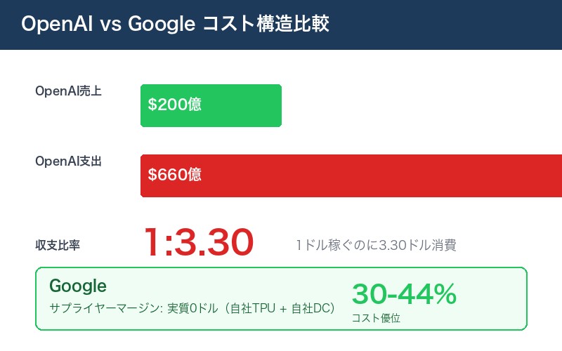 OpenAI vs Google コスト構造比較