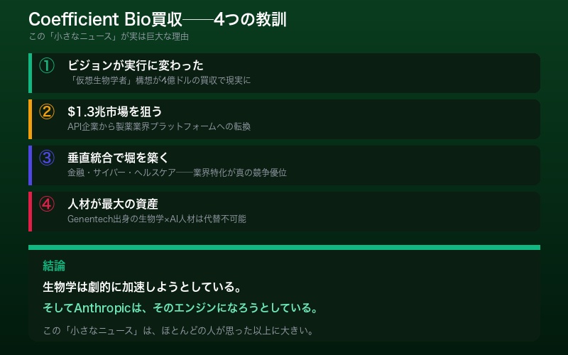 Anthropic×Coefficient Bio買収の要点まとめインフォグラフィック