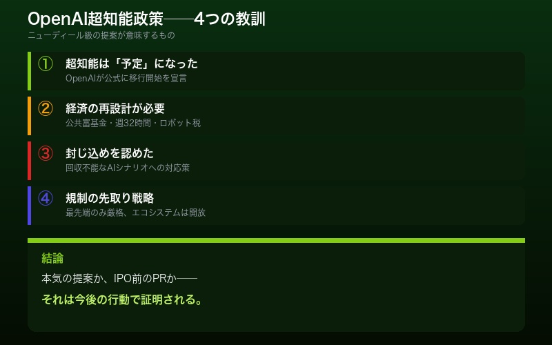 OpenAI超知能政策の要点まとめインフォグラフィック